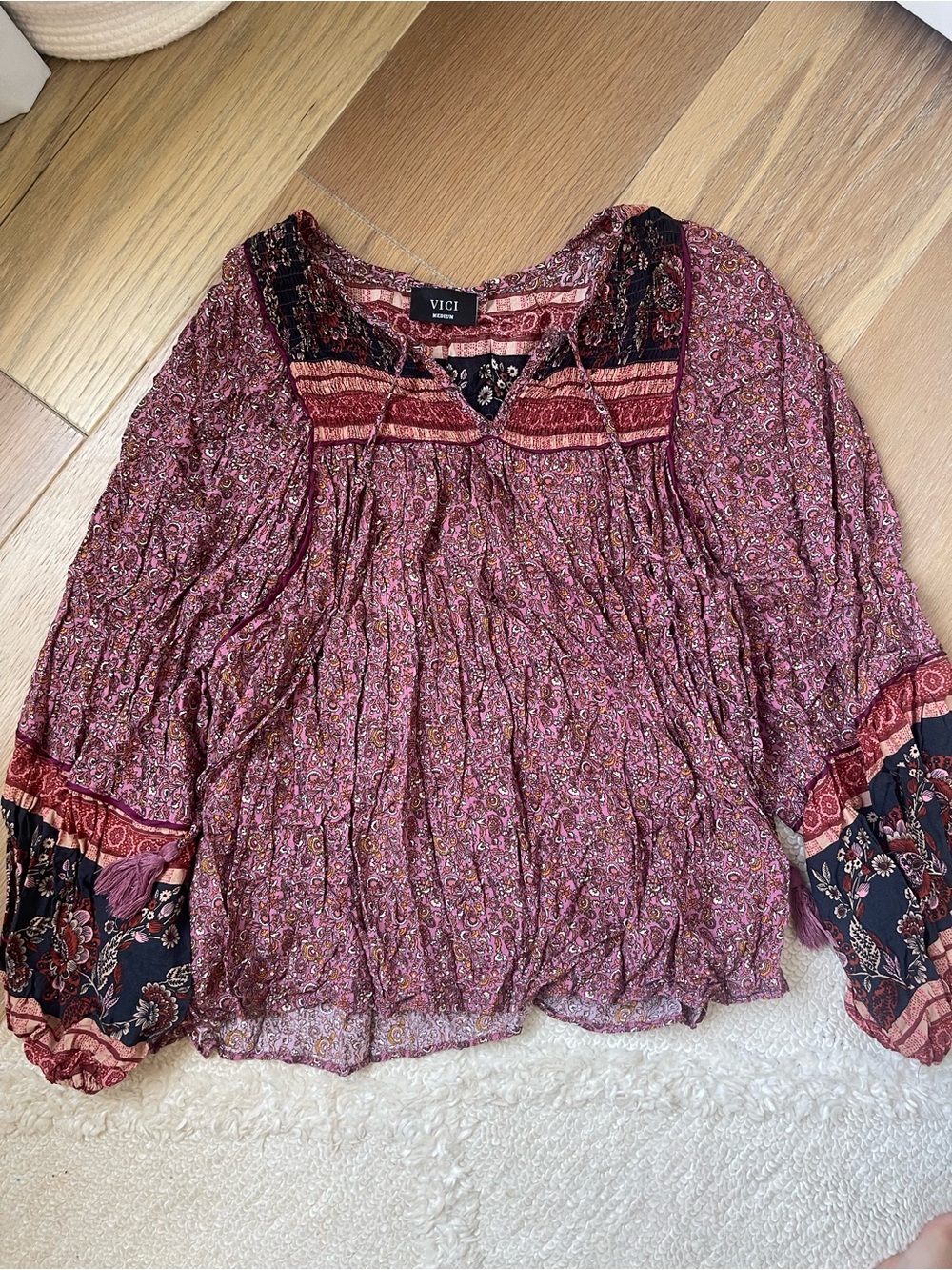 New VICI Paisley Boho Peasant Tunic with Accent